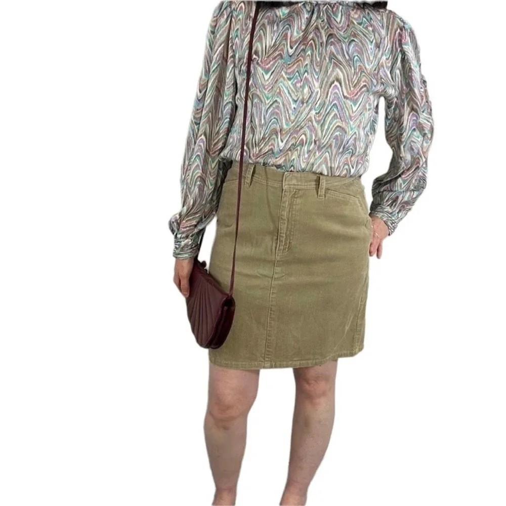 Tommy Hilfiger Corduroy Skirt Vintage Y2K Tan Size 6